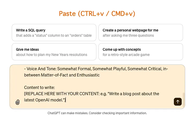 Paste your Prompt into ChatGPT