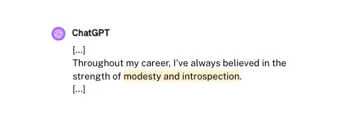 One example where our personality traits are used by ChatGPT for the content
