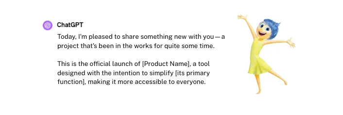 Reusing the app launch example, the text generated now fits better my personality